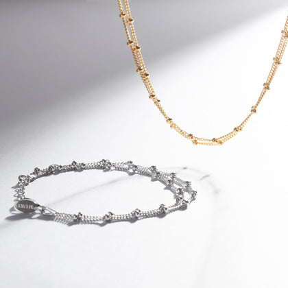 Duo Bead Bracelet Silver